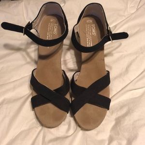 Toms wedge heels sandals black 10